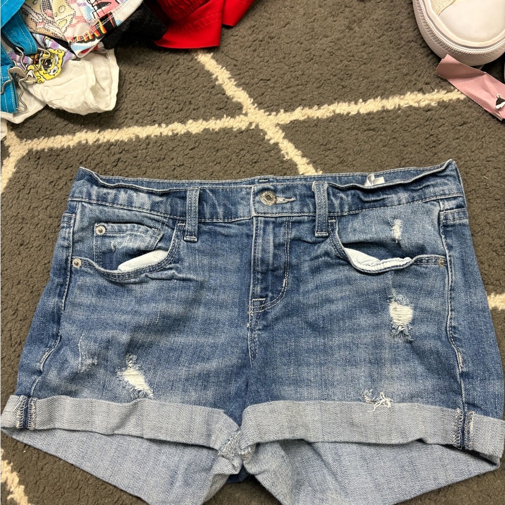 Old Navy Blue Jean Shorts Distressed Relaxed Fit